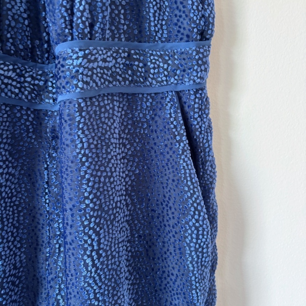 Elevenses Nova Blue Velvet Halter Jumpsuit Sz 10 Anthropologie - Picture 4 of 12